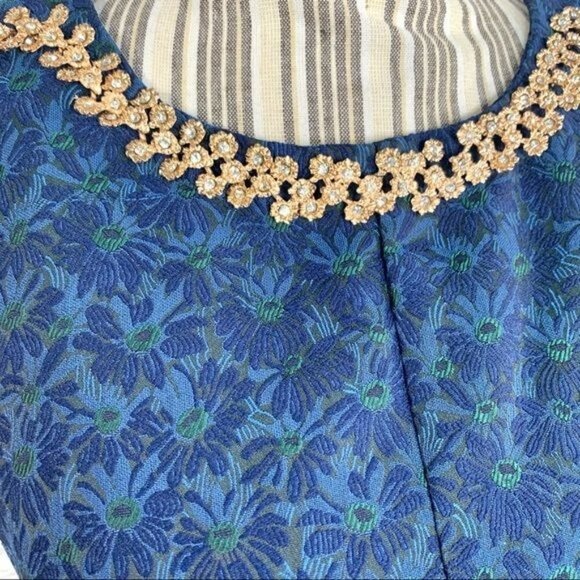 Sero Blue Green Floral Fit and Flare Dress Size Medium - Picture 3 of 5